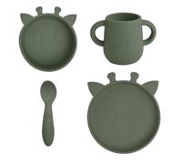 Nuuroo Baby Silicone Dinner Set - 4 Pack, Kids Plates with Spoon & Cup, Silicone Baby Tableware, BPA-Free, Dishwasher Safe Toddler Feeding Set, Designed in Denmark (Dusty Green)