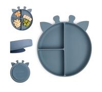 NUUROO Baby Silicone Suction Plate | Non-Slip Divided Plate for Babies & Toddlers | Food Grade Silicone | Dishwasher & Microwave Safe | Desinged in Denmark (Bering Sea - Giraffe)