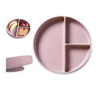 NUUROO Baby Silicone Suction Plate | Non-Slip Divided Plate for Babies & Toddlers | Food Grade Silicone | Dishwasher & Microwave Safe | Desinged in Denmark (Woodrose)