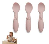 Nuuroo Baby Starter Silicone Spoons - 3 Pack, Soft Silicone Baby Spoons, BPA-Free, Flexible Toddler Cutlery for Self-Feeding, Dishwasher Safe Durable Utensils, Designed in Denmark (Woodrose)