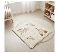 NUUROO Emil Baby Activity Play Mat | 110x110cm Organic Cotton Tummy Time & Crawling Mat | Soft Padded Montessori Floor Mat for Babies & Toddlers Play Gym | Safe CE Certified (Train)