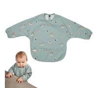 NUUROO Luna Coated Long-Sleeve Bib for Babies & Toddlers | Weaning Baby Bib with Sleeves Waterproof | Easy-Clean, Easy Wipe Coverall Weaning Bib | Full-Coverage Mealtime Protection (Ligh Blue Surfer)