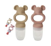 Nuuroo Silicone Baby Feeder - LFGB Food-Grade Silicone Fruit Pacifier, BPA-Free, Anti-Choking Design, Dishwasher Safe, Designed in Denmark (2 Pack - Woodrose/Cobblestone)