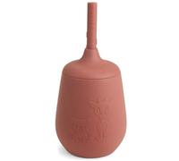 NUUROO Silicone Cup with Straw - 230 ml LFGB Food-Grade Silicone Toddler Cup with Removable Lid & Spout, Dishwasher & Microwave Safe, Designed in Denmark (Mahogany)