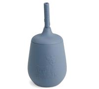 NUUROO Silicone Cup with Straw - 230 ml LFGB Food-Grade Silicone Toddler Cup with Removable Lid & Spout, Dishwasher & Microwave Safe, Designed in Denmark (Bering Sea)
