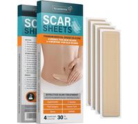 NUVADERMIS Silicone Scar Sheets, Tape, Strips - USA Tested - Healing Keloid, C-Section, Tummy Tuck - As Surgical Cream, Gel, Patch, Bandage, Pad - Surgery Scars Treatment - 4 Pack 14.5 x 4.0 cm
