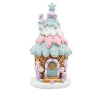 nuvagiki 1PC Pink & Blue Gingerbread Treehouse Decoration - Whimsical Modern Christmas Ornament, Festive Tabletop Holiday Decor - Non-Traditional Gingerbread House Collectible
