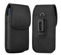 NUVAVO Holster for Large iPhone Plus, Pro Max Models 16 15 14 13 12 11 Xs Max - Cell Phone Belt Holder Case with Clip for Men, Nylon Pouch (Fits Otterbox Cover) Black