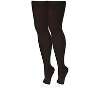 NuVein Medical Compression Stockings, 30-40 mmHg Support, Women & Men Thigh Length Hose, Open Toe, Black, Medium