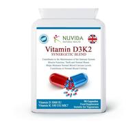 NUVIDA Vitamin D3 K2 - High Strength Blend of Vitamin K2 and D3 - Daily Vitamin K2 D3 Supplement - 90 Capsules 3 Months Supply - Suitable for Vegetarians