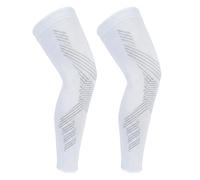 NuVigor 2 Pack Full Leg Compression Sleeves Long Knee Support with Anti Slip for Men Woman Elastic Long Knee Brace for ACJ Meniscus Tear Arthritis Tendinitis Basketball Cycling Thigh Calf (White, S)