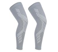 NuVigor 2 Pack Full Leg Compression Sleeves Long Knee Support with Anti Slip for Men Woman Elastic Long Knee Brace for ACJ Meniscus Tear Arthritis Tendinitis Basketball Cycling Thigh Calf (Gray, S)