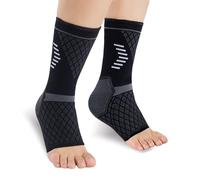 NuVigor Ankle Support 1 Pair for Women & Men, Breathable Compression Sleeve Socks, Anti-Slip Ankle Support Brace, Sports Foot Sock for Plantar Fasciitis Sprained Achilles Tendonitis Ligament Damage
