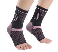 NuVigor Ankle Support 2 Pack Compression Sleeve for Men & Women,BlackPink,M