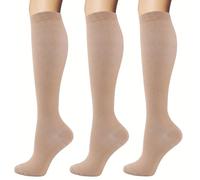NuVigor Compression Socks for Women & Men (15-20 mmHg), 3 Pairs Flight Socks Graduated Support Circulation, Compression Stockings Knee High Sock for Travel Running Athletic Sports Cycling Nurses