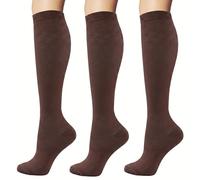 NuVigor Compression Socks for Women & Men (15-20 mmHg), 3 Pairs Flight Socks Graduated Support Circulation, Compression Stockings Knee High Sock for Travel Running Athletic Sports Cycling Nurses
