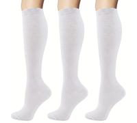 NuVigor Compression Socks for Women & Men (15-20 mmHg), 3 Pairs Flight Socks Graduated Support Circulation, Compression Stockings Knee High Sock for Travel Running Athletic Sports Cycling Nurses