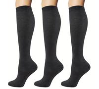NuVigor Compression Socks for Women & Men (15-20 mmHg), 3 Pairs Flight Socks Graduated Support Circulation, Compression Stockings Knee High Sock for Travel Running Athletic Sports Cycling Nurses