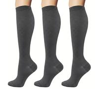 NuVigor Compression Socks for Women & Men (15-20 mmHg), 3 Pairs Flight Socks Graduated Support Circulation, Compression Stockings Knee High Sock for Travel Running Athletic Sports Cycling Nurses