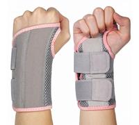 NuVigor Wrist Support Splint Brace, Right Left Hand Wrist Brace Carpal Tunnel for Men Women,Night Wrist Sleep Splints with Adjustable Straps for Arthritis,Pain Relief(Gray-Pink,S/M Right Hand)