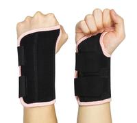 NuVigor Wrist Support Splint Brace,Right Left Hand Wrist Brace Carpal Tunnel for Men Women,Night Wrist Sleep Splints with Adjustable Straps for Arthritis,Pain(Black-Pink,L/XL Right and Left Hand)