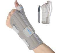 NuVigor Wrist Supports with Thumb Splint, Right Left Hand Wrist Splint with Adjustable Straps, Breathable Thumb Support for Arthritis De Quervain's Tenosynovitis Sprains Carpal Tunnel (Gray,S/M Left)