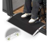 Nuvium 27.6"L×1.6"H Bridge Threshold Ramps for Doorways, Fits 2.8-5.1" Wide Thresholds with Adjustable Support Bars, Non-Slip Aluminum Wheelchair Ramps for Home Steps, Sliding Door Ramp for Wheelchair