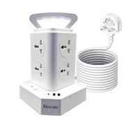 NUVLIRO 10M Extension Cable - Tower Extension Lead with 8 AC Outlets & 3 USB Ports - Surge Protected Multi Plug for Home, Office, Desk, Bedroom, Outdoor Use
