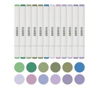 Nuvo Alcohol Marker Pen Set - 12 Vibrant Dual-Tip Colours | Blending & Gradient-Ready Pens for Card Making, Crafting & Stamped Image Colouring | Fine Detail & Chisel Nibs