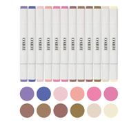 Nuvo Alcohol Marker Pen Set - 12 Warm-Tone Dual-Tip Pens | Rich Earthy & Fruit-Inspired Colours for Blending, Stamping & Crafting | Fine Detail & Chisel Nibs