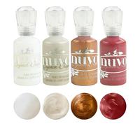 Nuvo Crystal Drops Bundle Pack of 4 - Autumn Red, Morning Dew, Ivory Seashell & Copper Penny 654N | 30ml Bottles | 3D Craft Embellishment Drops for Card Making, Scrapbooking & DIY Proje