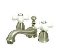 Nuvo Elements of Design ES3958PX Chicago 2-Handle 4" to 8" Mini Widespread Lavatory Faucet with Brass Pop-Up, 4-1/2", Satin Nickel