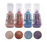 Nuvo Stone Drops 4-Colour Bundle - Pink Granite, Belgium Bluestone, Fiery Volcano, Plum Slate - 30ml Each - Self-Leveling Rustic Craft Drops with Stone-Like Texture