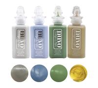 Nuvo Vintage Drops 4-Colour Bundle - Earl Grey, Bonnie Blue, Regency Green, Glided Gold - 30ml Each - Matte Self-Leveling Craft Drops with Vintage Domed Finish