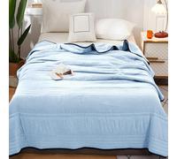 Nuvodreams Silk Cooling Blanket Queen Size - Reversible Double-Sided Cooling Comforter for Hot Sleepers & Night Sweats, Ultra-Lightweight Breathable Summer Bedding (Light Blue,King (U.K. Standard))