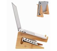 Nuvograin Bamboo Laptop Stand - Vertical for Desk, Compatible with MacBook, Dell, Surface, HP, Pixelbook, Lenovo 13-17.7 inch