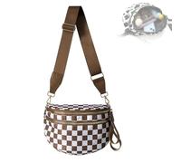 Nuvore Crossbody Bag, Nuvore ComfortBag, Checkered Bum Bags for Women with Adjustable Strap (Brown)