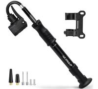NUWAB Mini Bike Pump with Gauge, 10 Inch Portable Hand Bicycle Pump, 100PSI, Support Shrader and Presta, Fast Air Out Ball Pump, Work with All Bikes and Balls, Swimming Ring