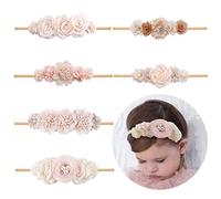 NUWAJP 6 Pcs Baby Flower Headband Elastic Handmade Nylon Bows Headbands Chic Flower Hair Accessories Kids Gifts for Newborn Toddler