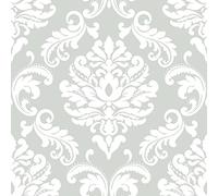 NuWallpaper NU1935 Ariel Damask Peel and Stick Wallpaper - Grey