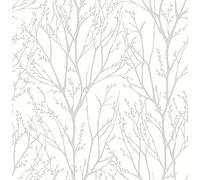 NuWallpaper NU2394 Treetops Peel and Stick Wallpaper, White/Off-White