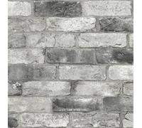Nuwallpaper Nus3550 London Brick Peel & Stick Wallpaper, Grey