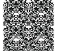 Nuwallpaper Nus4551 Skulls Fieri Novelty Peel & Stick Wallpaper, Black