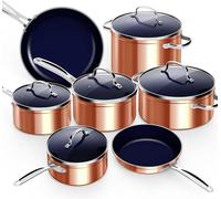 Nuwave 12pc Healthy Pots and Pan Set Non-Stick, Forged Lightweight Cookware Set, G10 Duralon Ceramic Coating, Vented Tempered Glass Lids, Induction-Ready & Works on All Cooktops, PFAS Free
