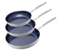 Nuwave 3-Piece Fry Pan Set, 8”, 10”, 12” Forged Lightweight, G10 Healthy Duralon Blue Ceramic Ultra Non-Stick, Induction-Ready & Works on All Cooktops, Ergonomic Stay-Cool Handles