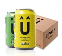 NuWave Alcohol-Free Beer Pale Ale + Lager | 6 Mixed Pack + Mood-Enhancing Botanicals - 0.5% abv | Low in Calories, Gluten-Free, Vegan | Non-Alcoholic Beers | 330ml Cans