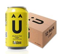 NuWave Alcohol-Free Lager | 12 Pack + Mood-Enhancing Botanicals - 0.5% abv | Low in Calories, Gluten-Free, Vegan | Non-Alcoholic Beers | 330ml Cans
