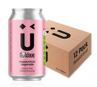 NuWave Alcohol-Free Passionfruit Lagerade | 12 Pack + Mood-Enhancing Botanicals - 0.5% abv | Low in Calories & Vegan | Non-Alcoholic Beers | 330ml Cans