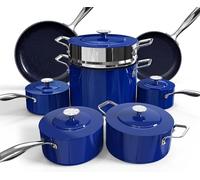 Nuwave Lux 13pc Forged Lightweight Cookware Set PFAS Free, Healthy G10 Duralon Ceramic Coating, Ultra Non-Stick, Stay-Cool Handles, Works on All Cooktops & Induction Ready, 31904