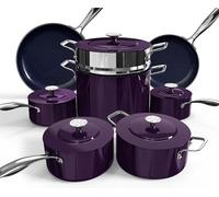 Nuwave Lux 13pc Forged Lightweight Cookware Set PFAS Free, Healthy G10 Duralon Ceramic Coating, Ultra Non-Stick, Stay-Cool Handles, Works on All Cooktops & Induction Ready